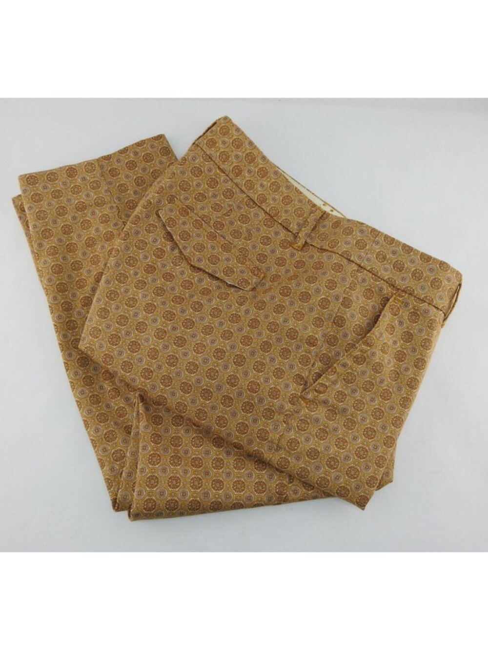 J Crew City Fit Printed Pants Womens Sz 6 Stretch Ankle Geormetric Gold - Picture 3 of 7